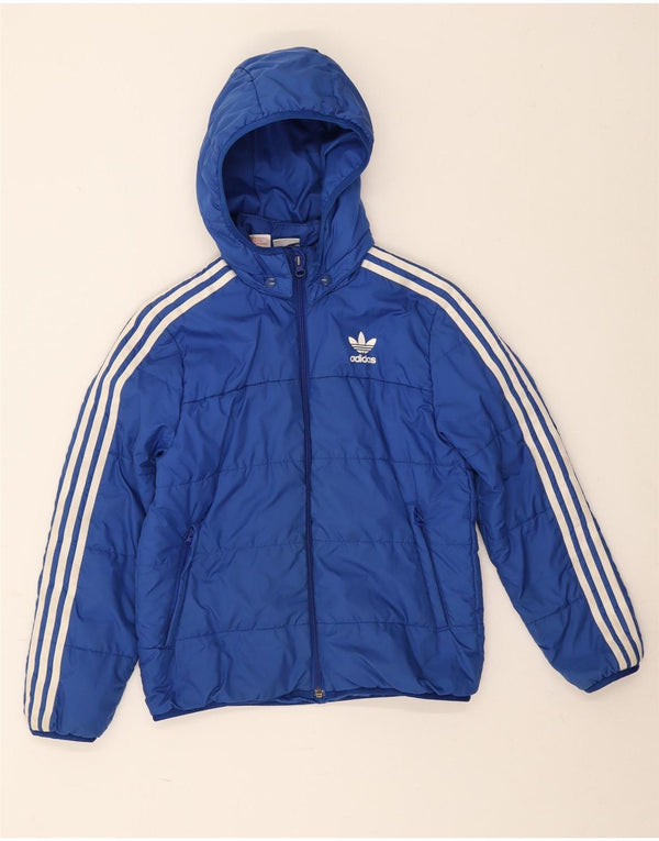 Giacca imbottita con cappuccio Adidas da ragazzo 10-11 anni in poliestere blu