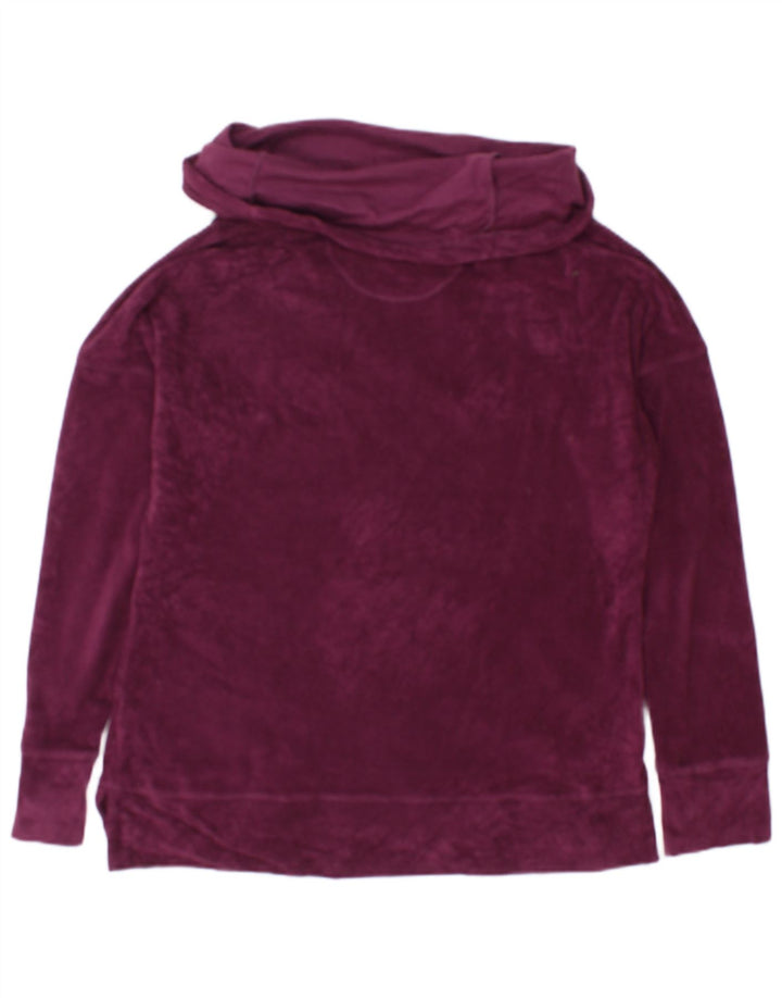 Calvin Klein Womens Velour Sweatshirt Jumper UK 16 Large Maroon Polyester