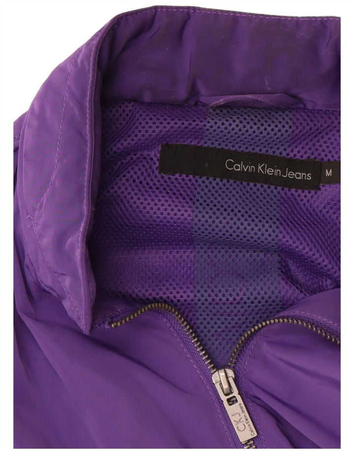 Calvin Klein Jeans Womens Graphic Bomber Jacket UK 14 Medium Purple