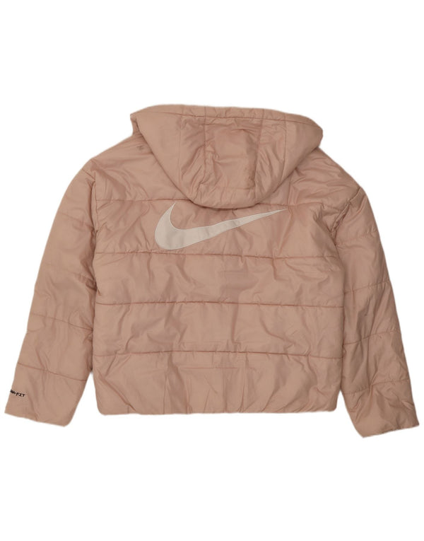 Nike női Therma-Fit grafikus kapucnis, párnázott dzseki UK 14 közepes rózsaszín