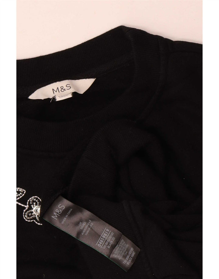 Marks & Spencer Damen-Sweatshirt in Übergröße, Gr. 10, Größe S, Schwarz, Blumenmuster