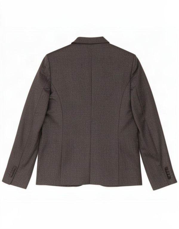 Giacca blazer da donna a 2 bottoni Benetton UK 10 piccola spina di pesce grigia