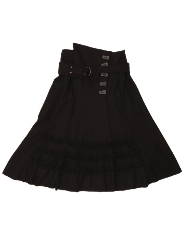 Object Womens A-Line Skirt EU 38 Medium W28 Black Wool