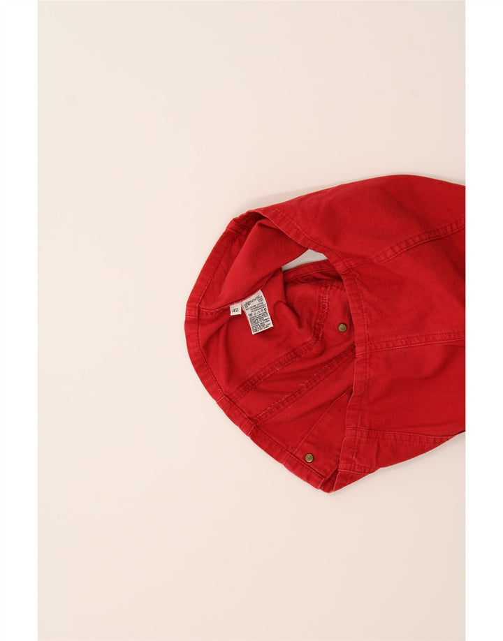 BENETTON Womens Crop Denim Gilet IT 42 Medium Red Cotton Vintage Benetton and Second-Hand Benetton from Messina Hembry 