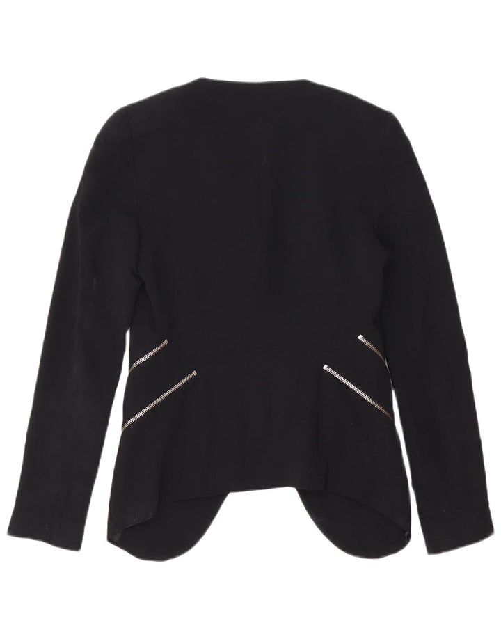 Zara Womens Open Blazer Jacket UK 6 XS Black Polyester