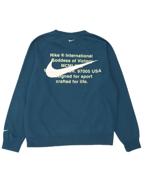 Nike Mens Graphic Sweatshirt Jumper Large Navy Blue Cotton