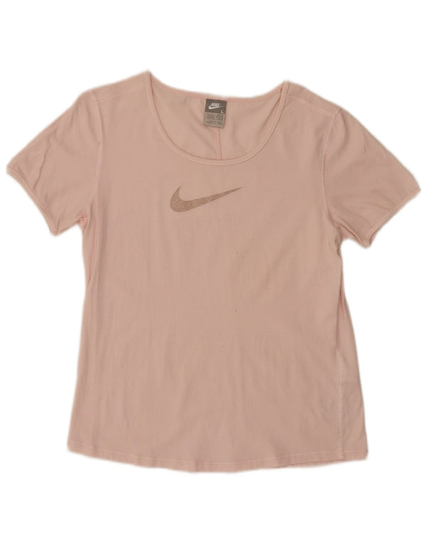 Nike Womens Graphic T-Shirt Top UK 14/16 Large Pink Cotton