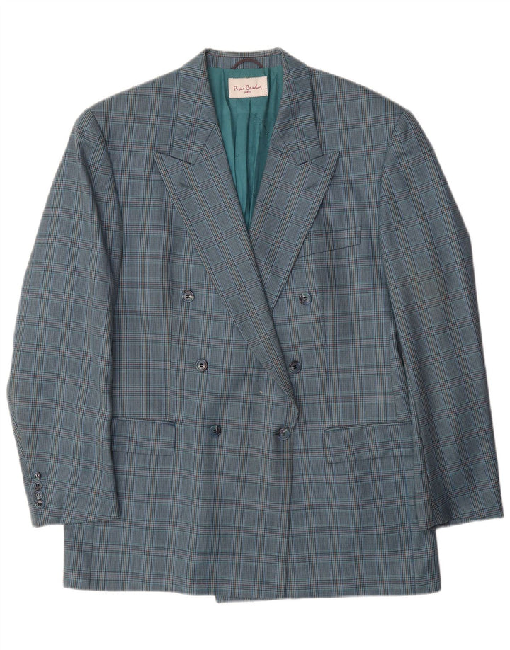 PIERRE CARDIN Womens Double Breasted Blazer Jacket UK 18 XL Blue Check