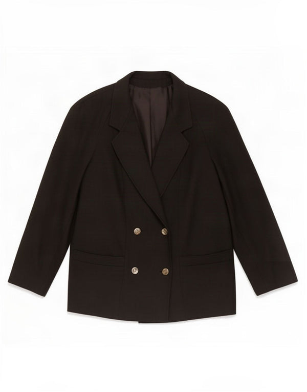 Jaqueta blazer feminina vintage com peito duplo IT 45 lã preta média