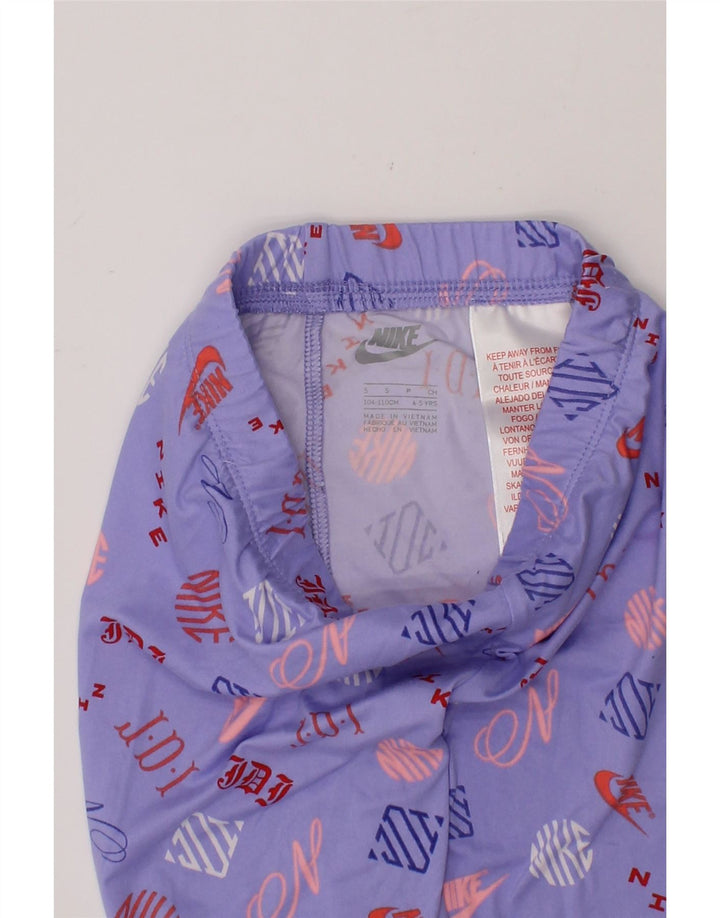 NIKE Girls Graphic Leggings 4-5 Years Small Purple Polyester Vintage Nike and Second-Hand Nike from Messina Hembry 