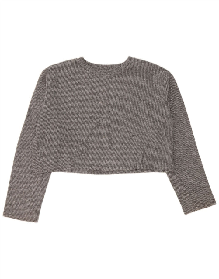 Zara Womens Crop Top Long Sleeve UK 16 Large Grey