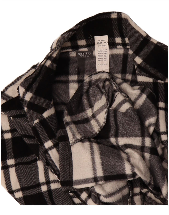 IDENTIC Mens Fleece Jacket UK 42 XL Black Check Polyester
