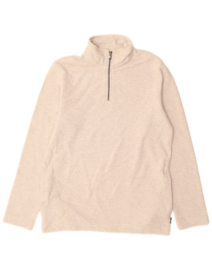 Felpa da uomo con collo con zip Ted Baker, taglia 2, piccola, in cotone grigio