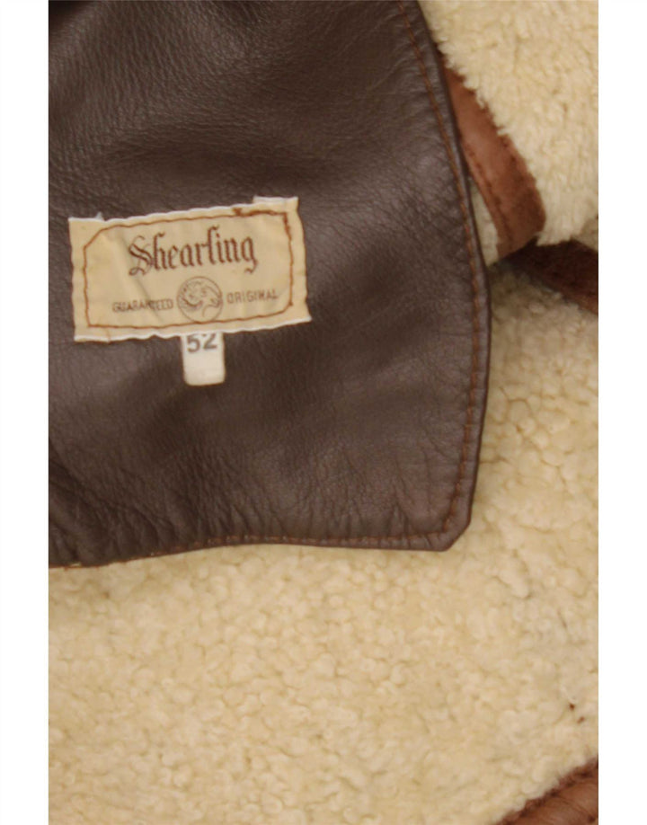 Vintage Mens Shearling Jacket IT 52 XL Beige Shearling