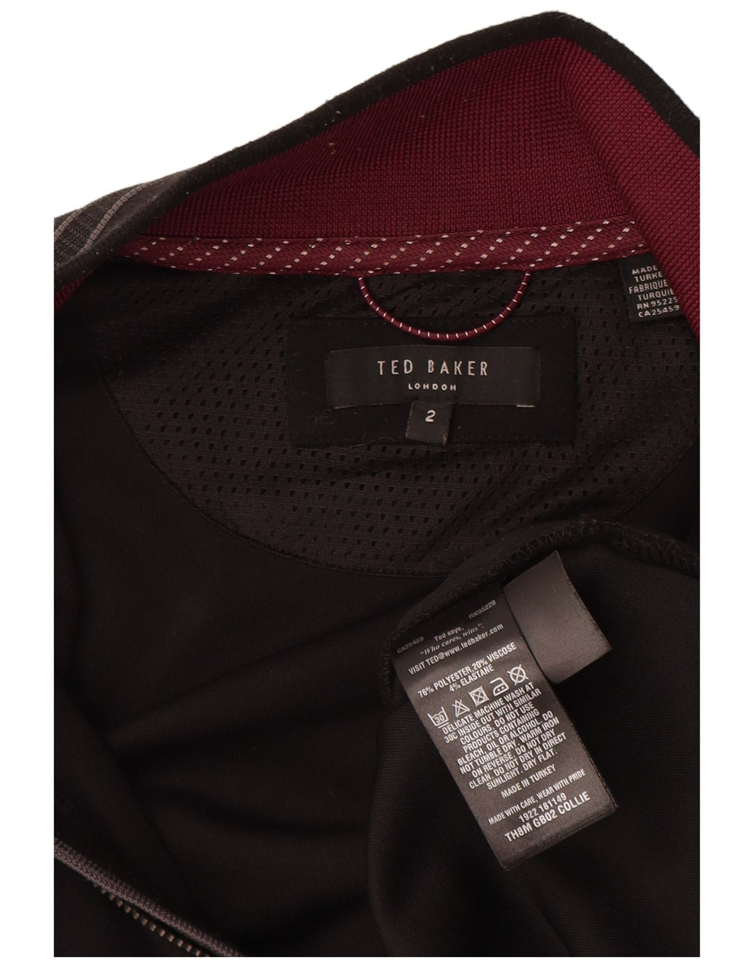Ted Baker Mens Tracksuit Top Jacket Size 2 Small Black Polyester