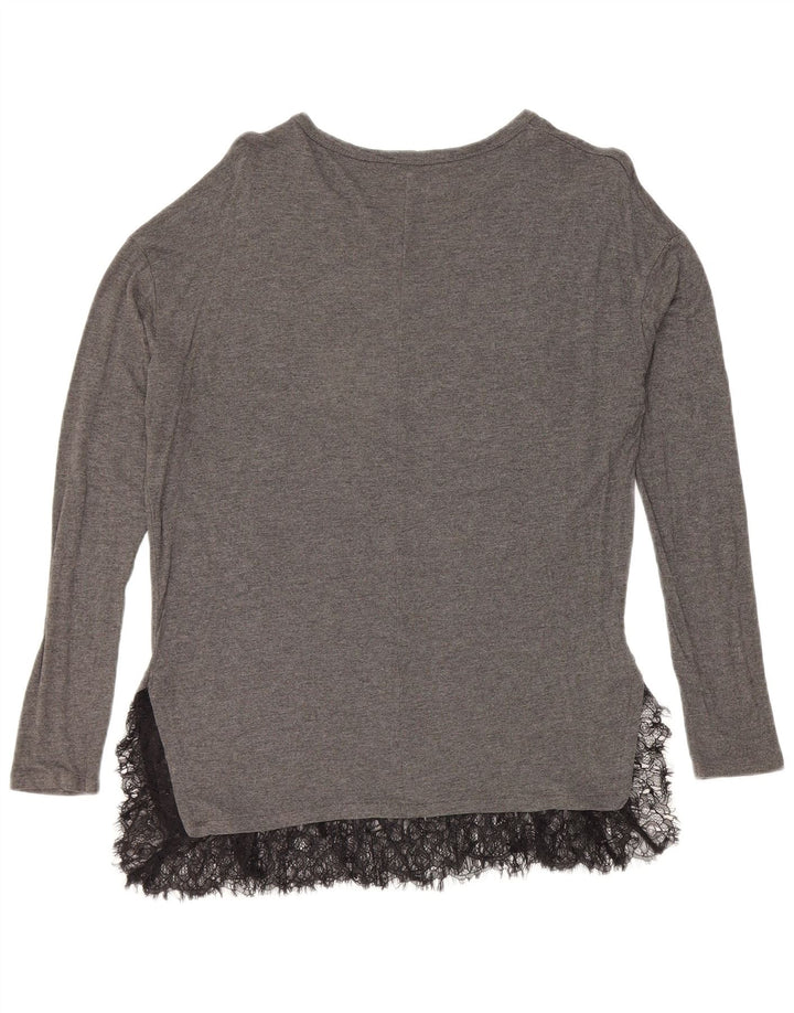 Zara Womens Long Sleeve Blouse Top UK 14 Medium Grey