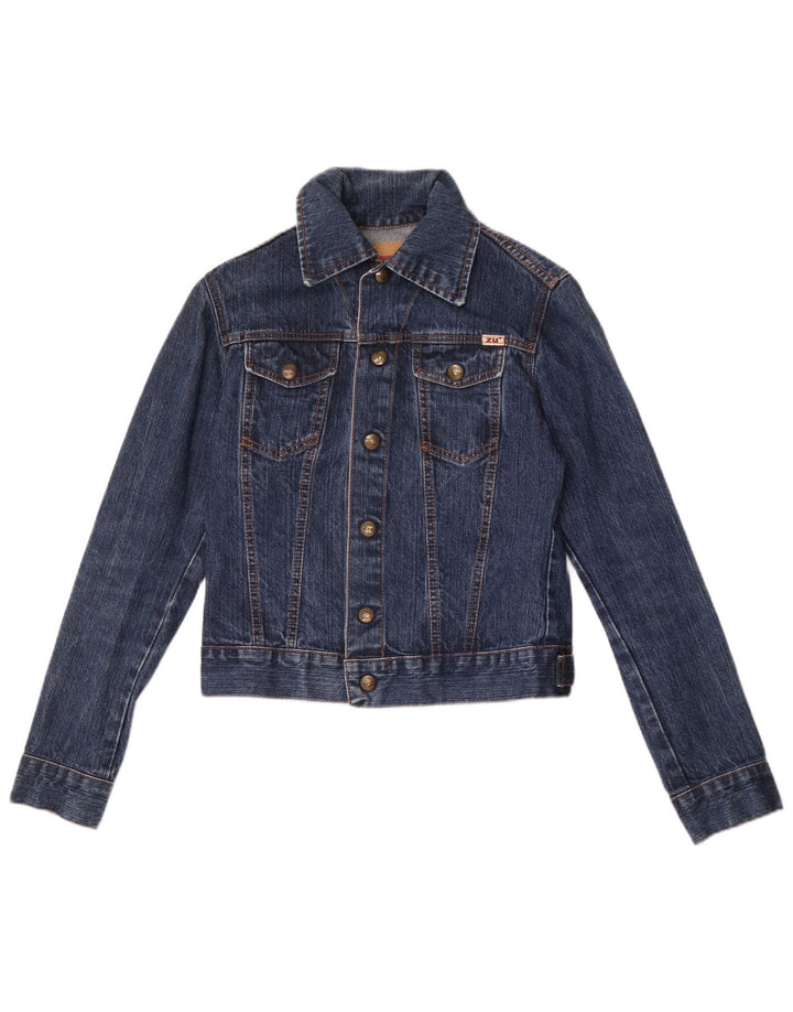Zu Elements Womens Crop Denim Jacket IT 40 Small Blue Cotton