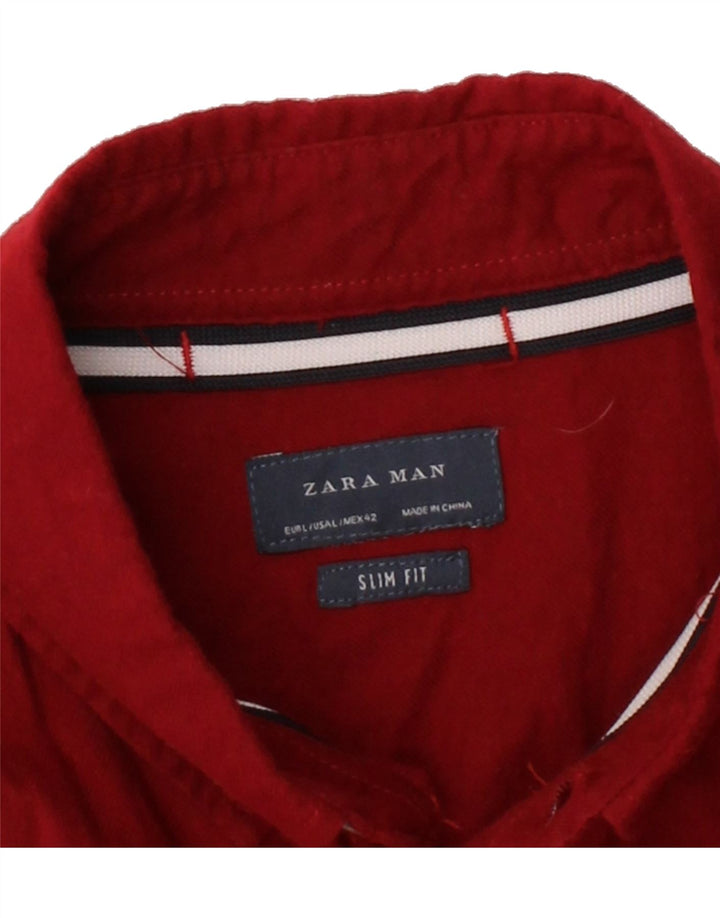 ZARA Mens Slim Fit Shirt Large Red Cotton Vintage Zara and Second-Hand Zara from Messina Hembry 