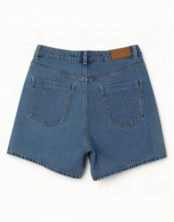 Zara Mujer Shorts Vaqueros De Cintura Alta EU 40 Medium W30 Azul