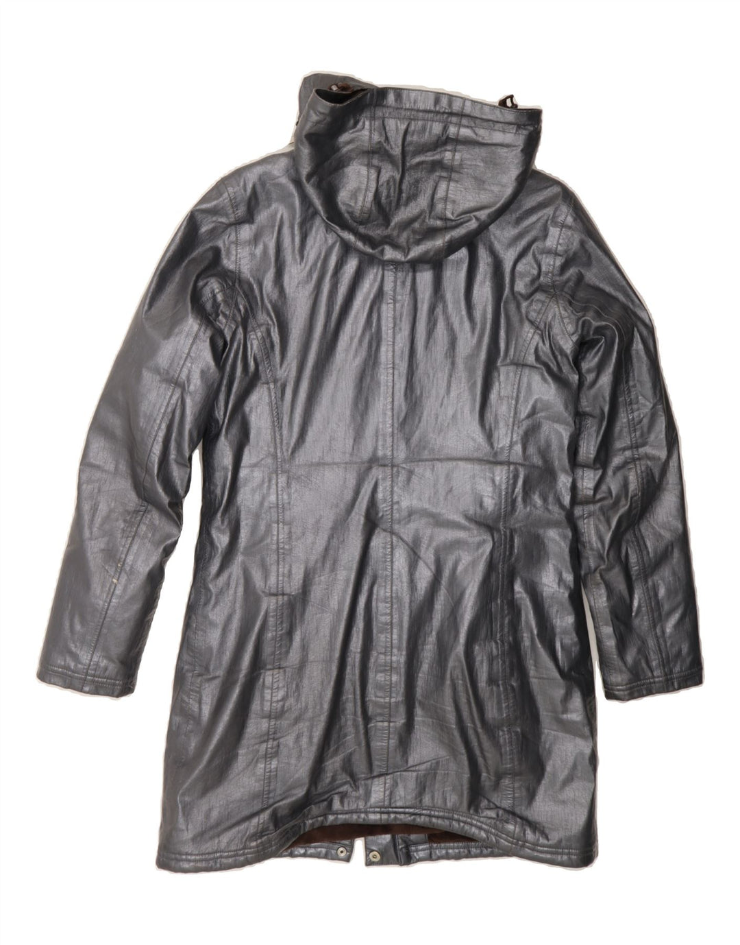 K-WAY Womens Hooded Raincoat UK 14 Medium Silver Polyester Vintage K-Way and Second-Hand K-Way from Messina Hembry 