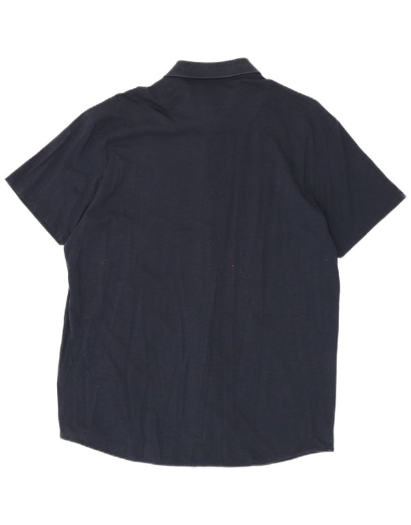 Harmont & Blaine Chemise à manches courtes pour homme Coupe régulière 3XL Bleu marine Coton