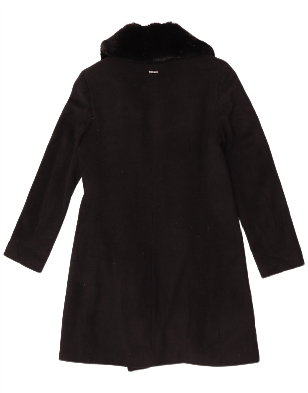 Dkny Womens Overcoat UK 10 Small Black Wool