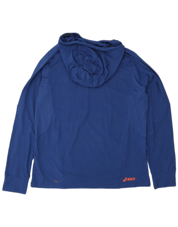 Asics Mens Hooded Top Long Sleeve XL Blue Polyester