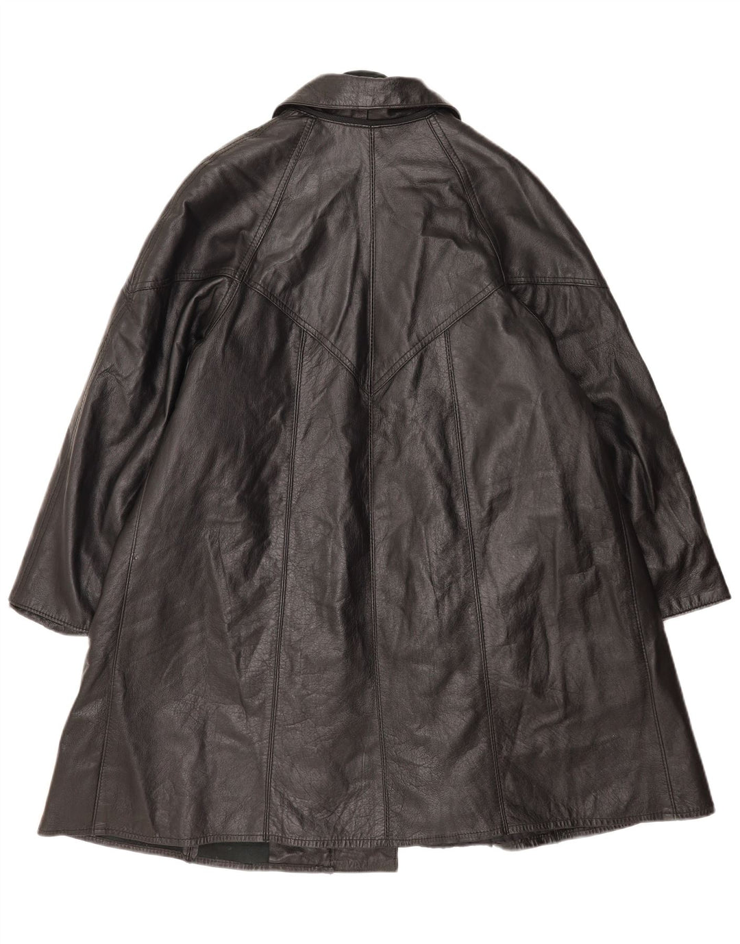 Vintage Womens Leather Coat UK 14 Large Black