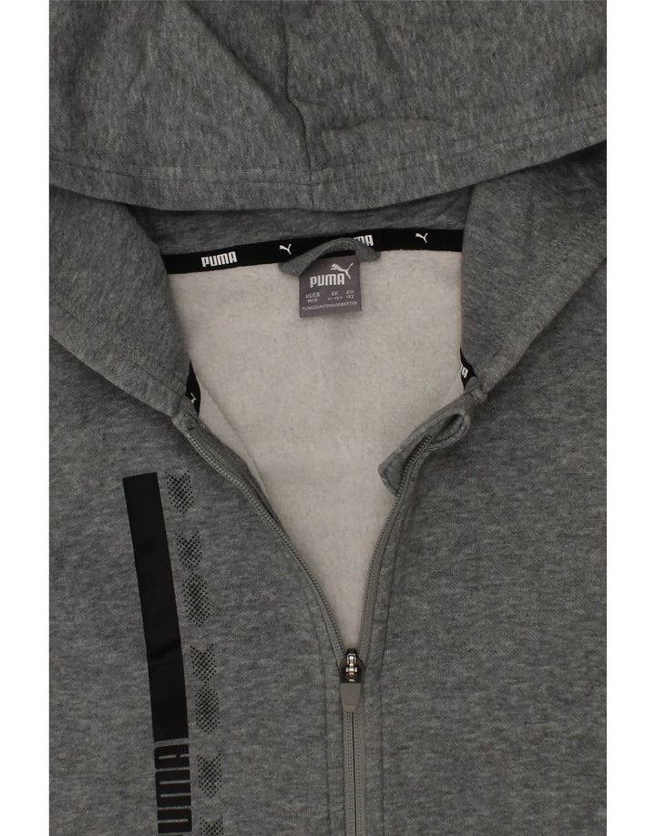 PUMA Boys Graphic Zip Hoodie Sweater 11-12 Years Grey Vintage Puma and Second-Hand Puma from Messina Hembry 