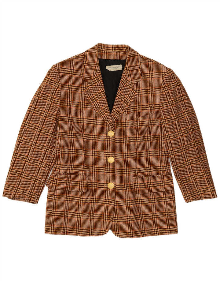 Vintage dame 3/4 ærmet blazerjakke IT 44 Medium Brown Houndstooth