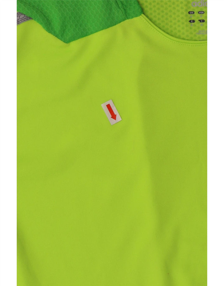 ADIDAS Mens Regular T-Shirt Medium Green Striped Polyester Sports