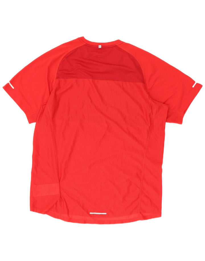 T-shirt Nike da uomo Dri Fit, top in poliestere color block rosso medio