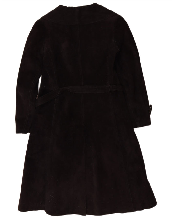 vintage Womens Shearling Coat UK 10 Petit cuir noir