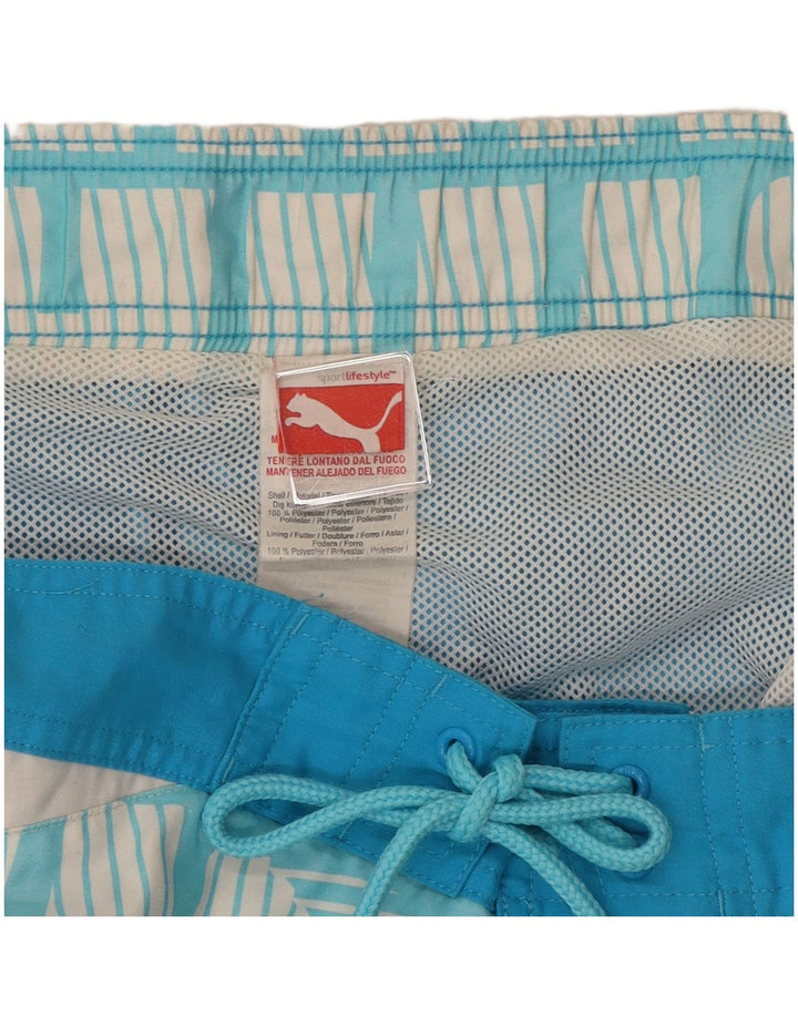 Puma Mens Graphic Swimming Shorts Medium Blue Colourblock Polyester