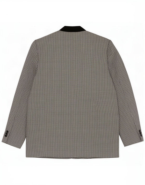Jaqueta blazer feminina vintage de 1 botão UK 16 Houndstooth cinza grande