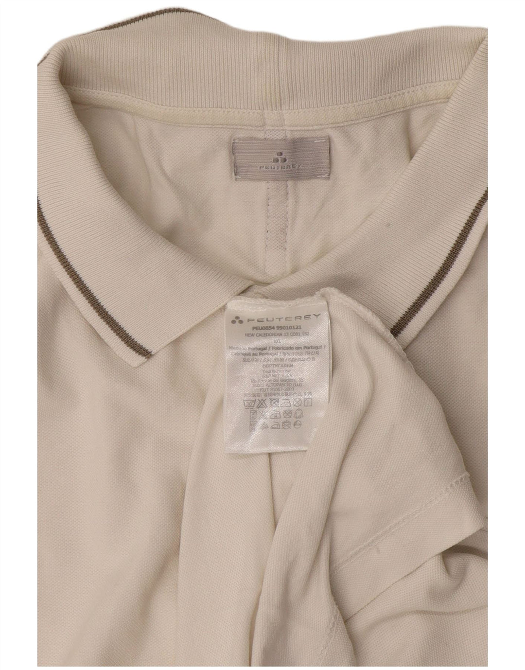 PEUTEREY Mens Polo Shirt 2XL White Cotton