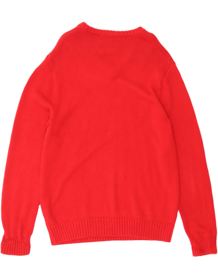 CHAPS Mens V-Neck Jumper Sweater Medium Red Cotton Classic Vintage Chaps and Second-Hand Chaps from Messina Hembry 