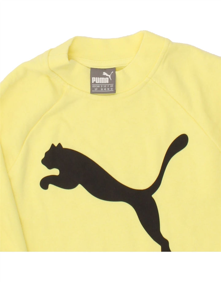 PUMA Womens Graphic Sweatshirt Jumper UK 10 Small Yellow Vintage Puma and Second-Hand Puma from Messina Hembry 