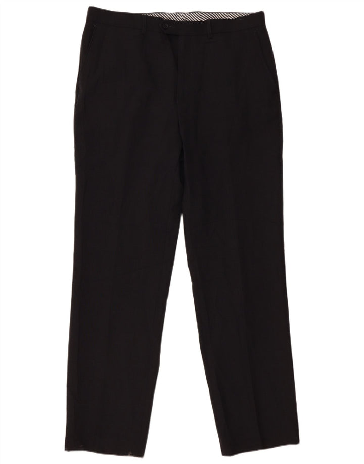 Marks & Spencer Mens Straight Suit Trousers W36 L33 Black Polyester