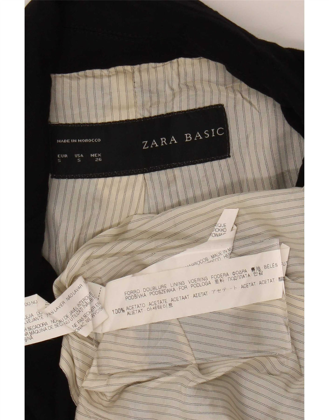 Zara Mujer Chaqueta Blazer De 1 Botón UK 8 Small Acetato Negro