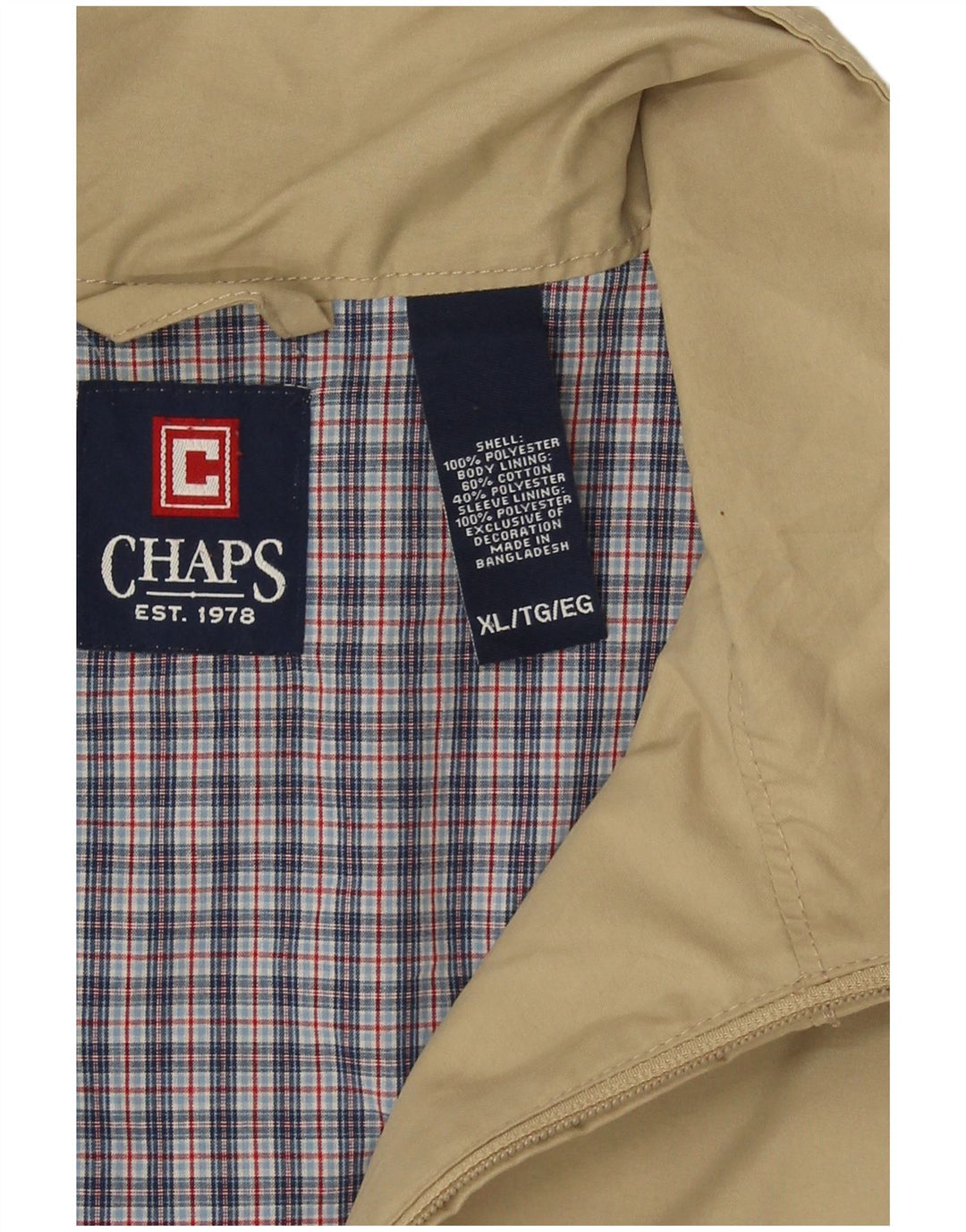 Chaps Mens Bomber Jacket UK 42 XL Beige Polyester
