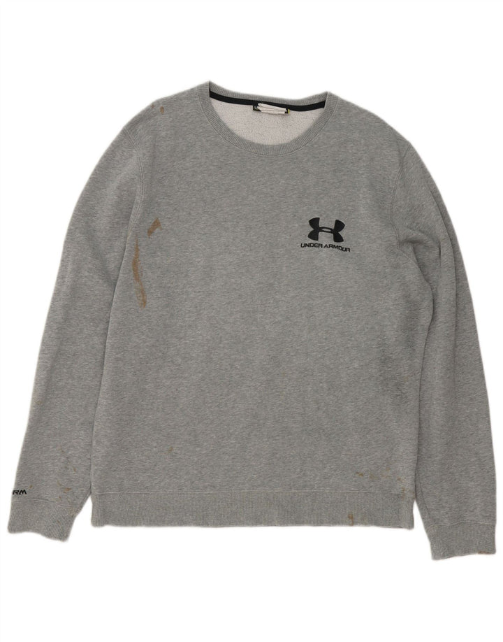 Under Armour Mens Graphic Sweatshirt Jumper Large Grey Flecked