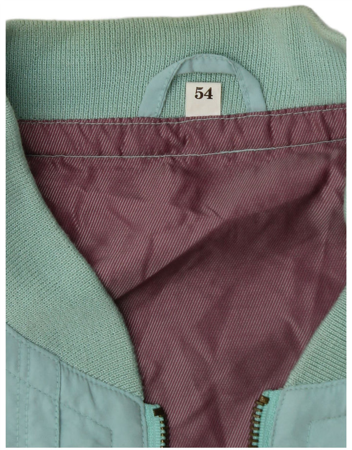 VINTAGE Mens Bomber Jacket IT 54 2XL Turquoise