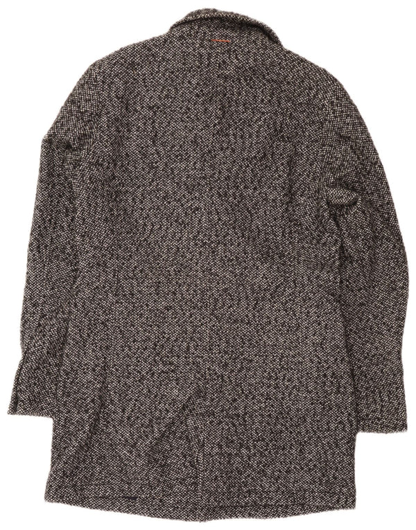Hugo Boss Herrenmantel UK 52 XL Grau geflecktes Polyacryl