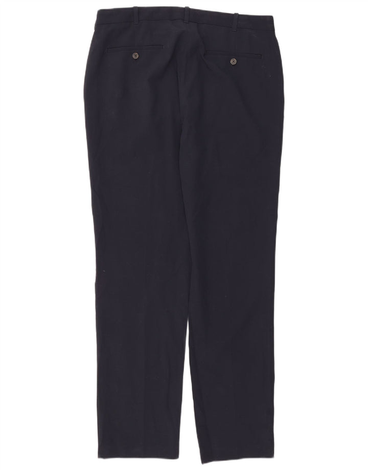 IZOD Mens Straight Suit Trousers W34 L32 Navy Blue Polyester