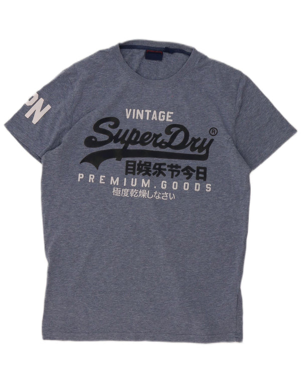 Superdry Mens Graphic T-Shirt Top Large Blue Cotton