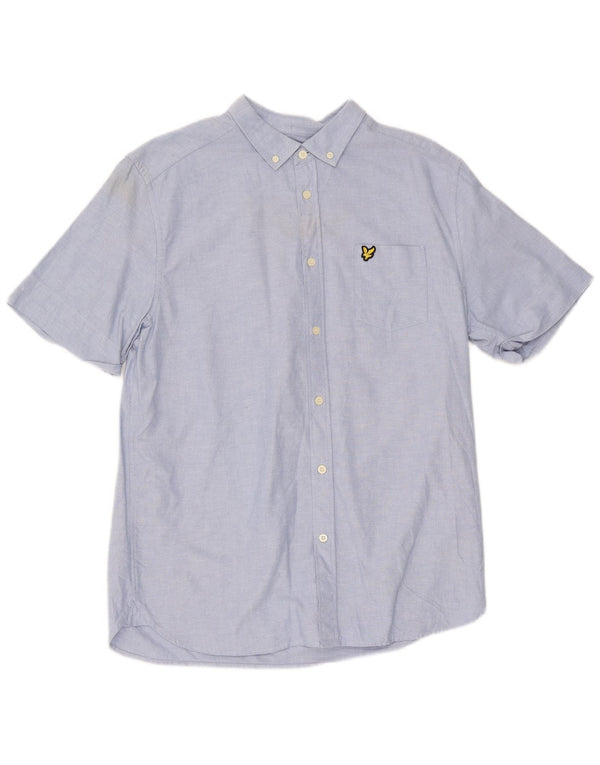 Lyle & Scott Chemise à manches courtes pour hommes en coton bleu moyen