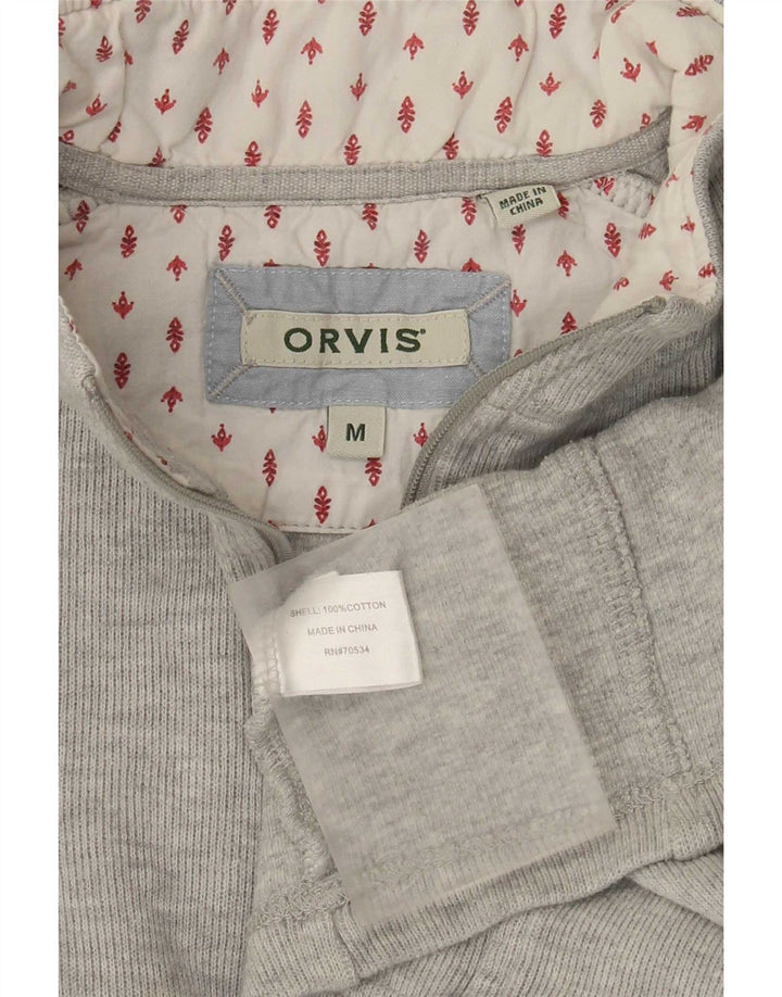 Orvis Womens Zip Neck Sweatshirt Jumper UK 14 Medium Grey Cotton