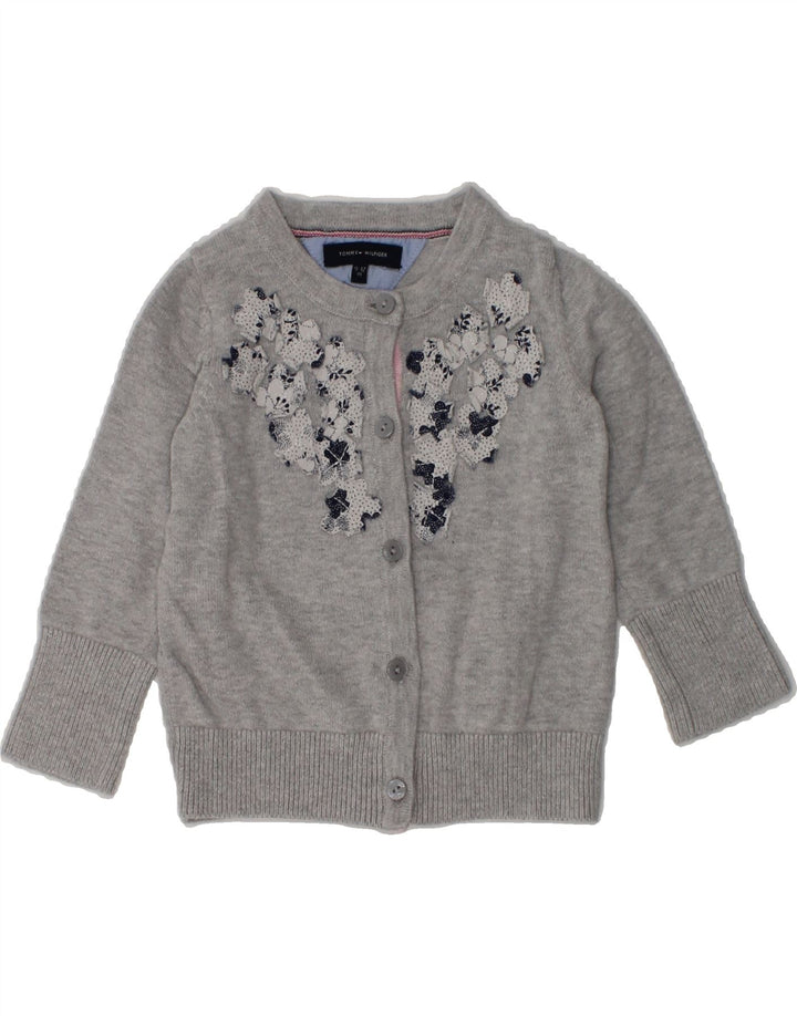 TOMMY HILFIGER Baby Girls Cardigan Sweater 9-12 Months Grey Cotton | Vintage Tommy Hilfiger | Thrift | Second-Hand Tommy Hilfiger | Used Clothing | Messina Hembry 