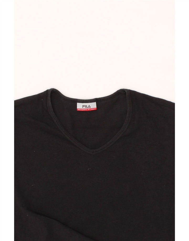 FILA Womens T-Shirt Top UK 14 Medium Black Cotton Vintage Fila and Second-Hand Fila from Messina Hembry 